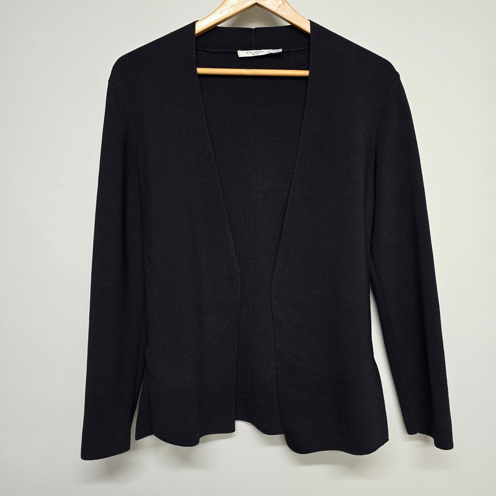 M.M.LaFleur Woolf Jardigan Women Medium Black Open Front Minimalist Professional